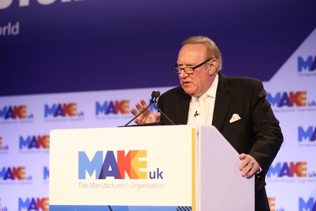 BBC presenter Andrew Neil delivers his keynote speech at the National Manufacturing Conference 2019, hosted by Make UK