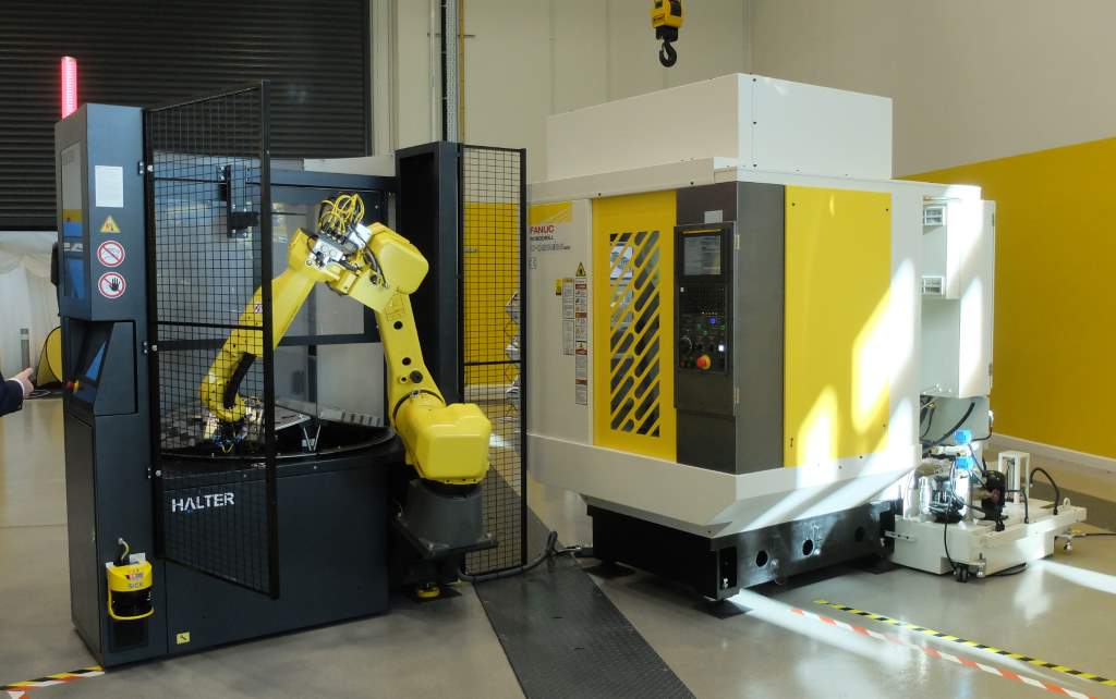 A FANUC Robodrill vertical machining centre with robotic loading