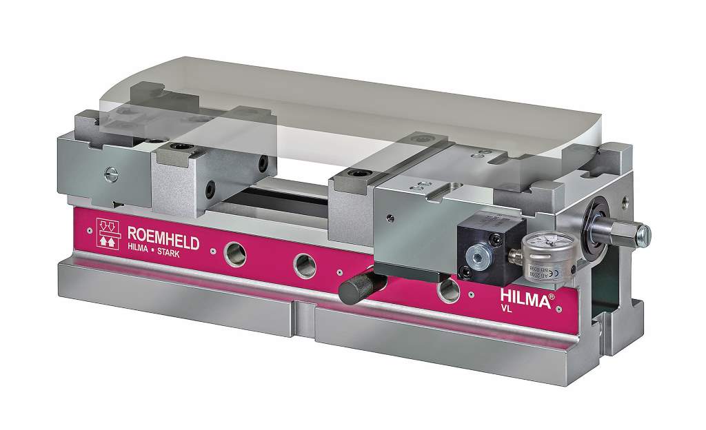 The Hilma VarioLine vice from Roemheld can be quickly adjusted to different workpiece sizes due to magnetic quick-change jaws