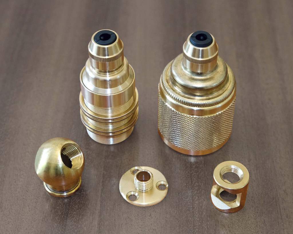 A selection of turned and milled brass parts produced by the Citizen lathes at S Lilley & Son